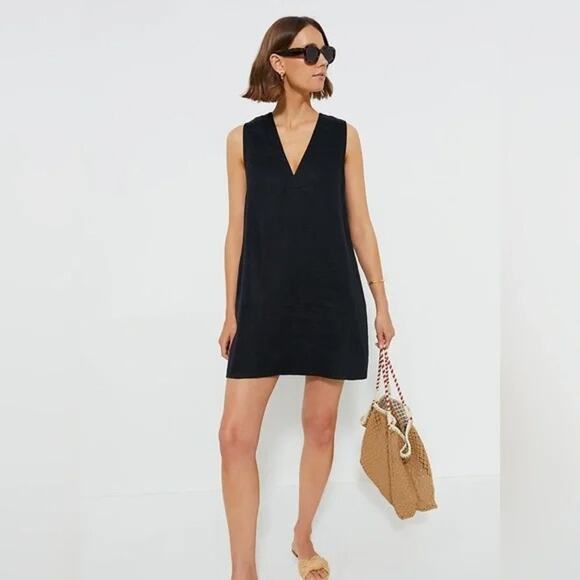 NWT Tuckernuck 'Melanie' Navy 100% Linen A-line Dress Size Small - Picture 1 of 3